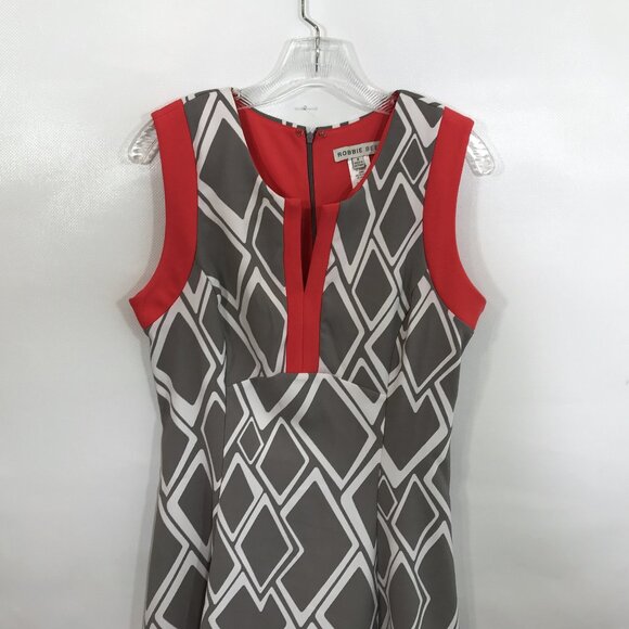 Robbie Bee Shift Dress M Sleeveless V-Neck Midi Dress Size 8 - Picture 3 of 9